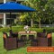 Outdoor Rattan Dining Set 9 Piece with Cushions and Umbrella Hole